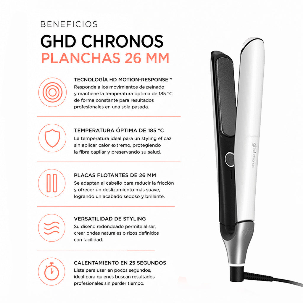 Plancha de pelo ghd chronos styler blanca (placas 26mm)