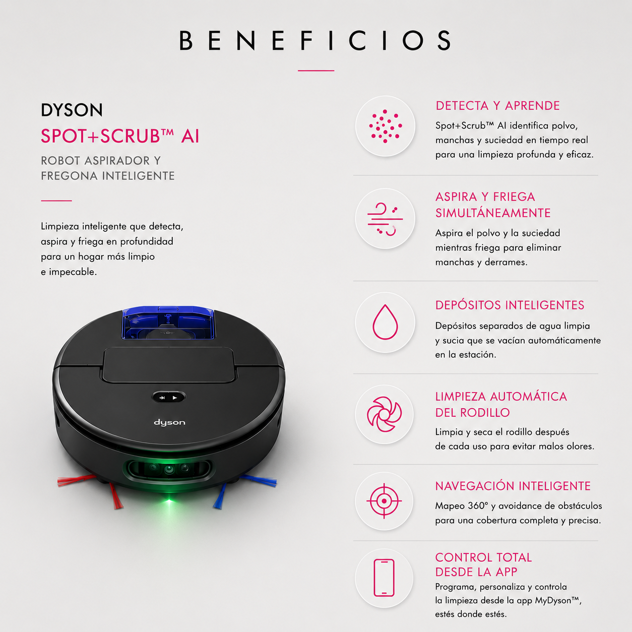 Robot aspirador y fregona Dyson Spot+Scrub Ai