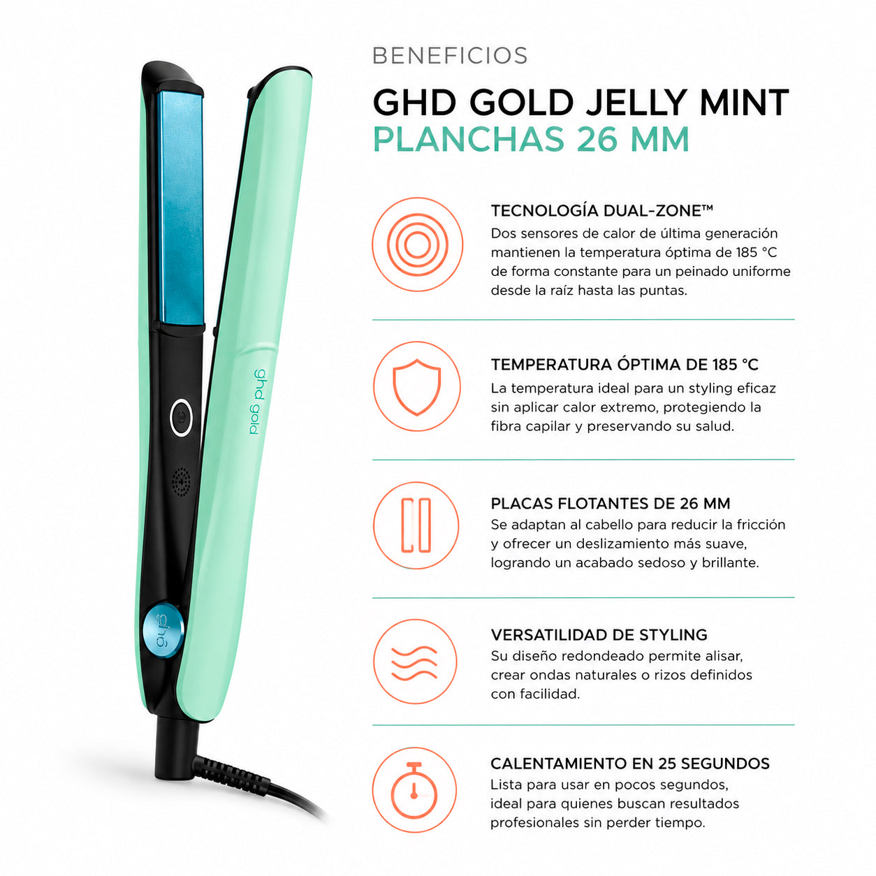 Plancha de pelo ghd gold jelly mint (Placas 26mm)
